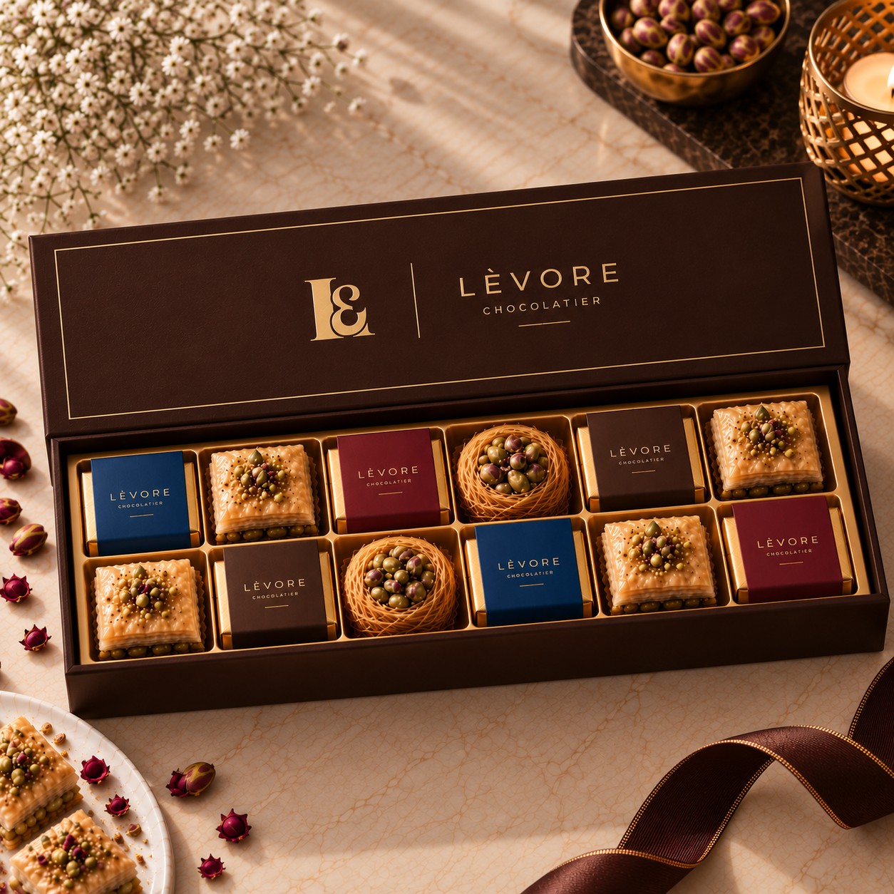 LÈVORE R-5 2 × 6 — premium printed rigid chocolate corporate gift box, Hyderabad
